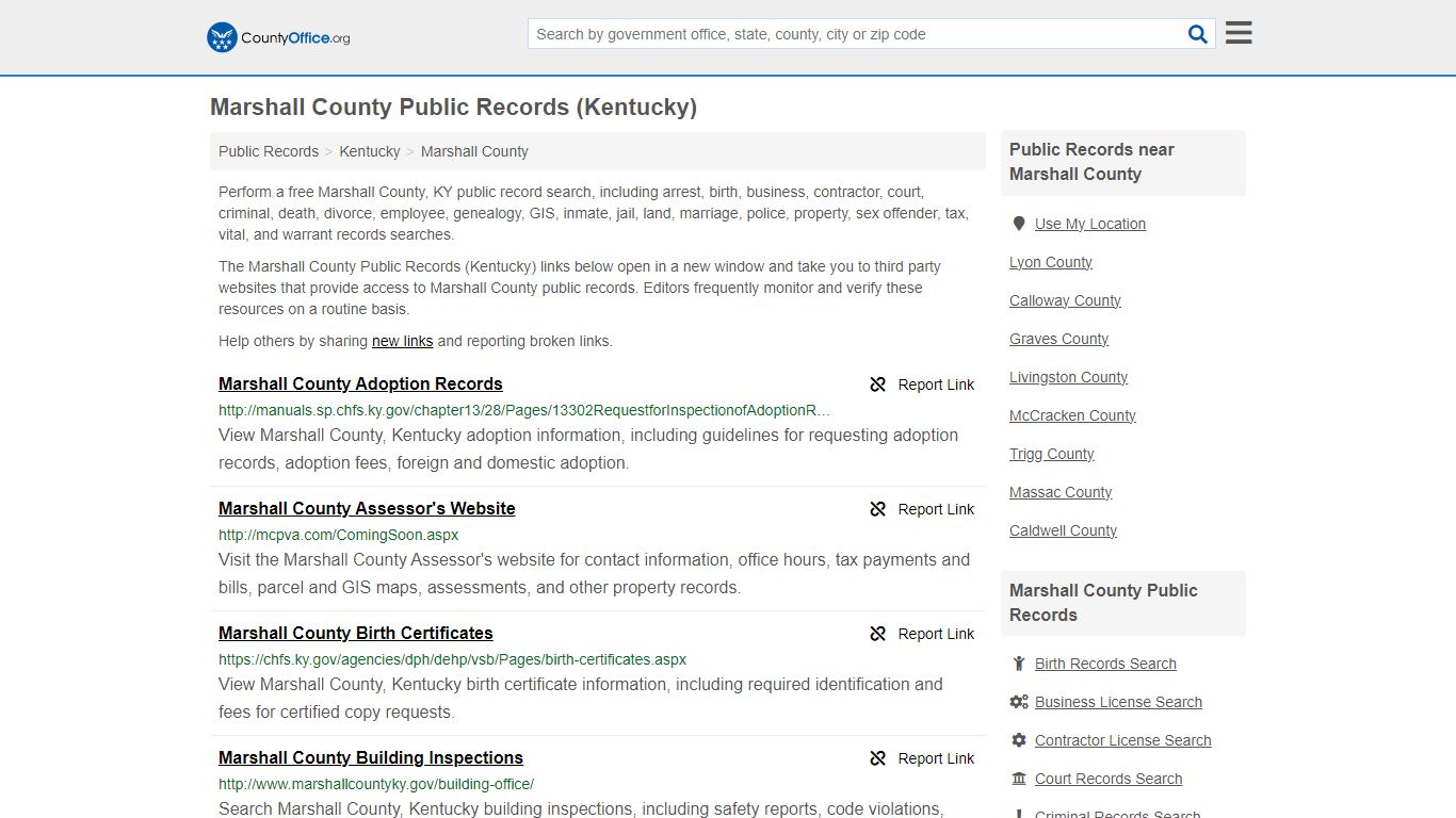 Marshall County Public Records (Kentucky) - County Office